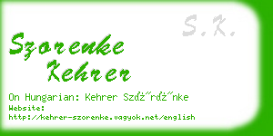 szorenke kehrer business card